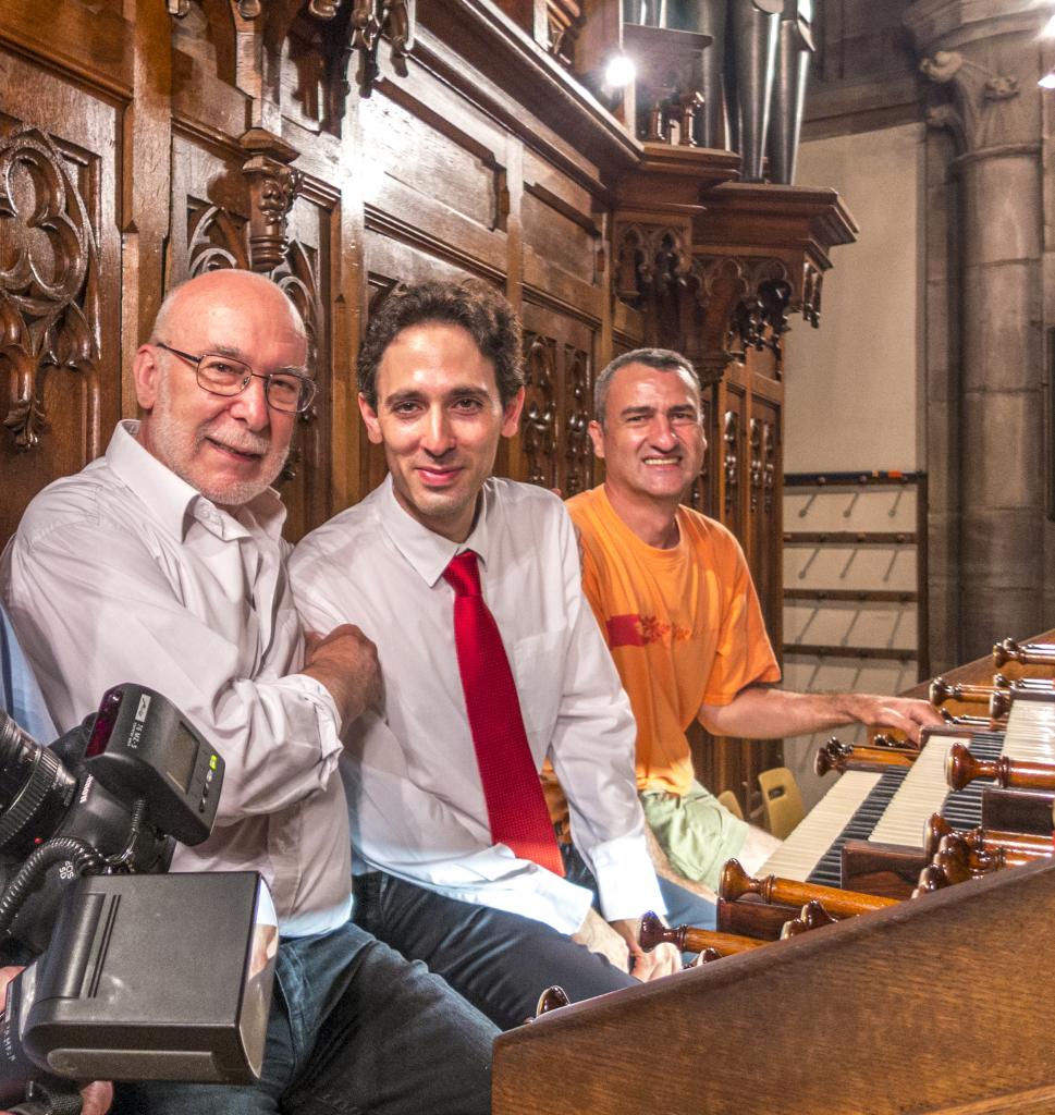 Les Maestro Vincent Dubois, Daniel Pandolfo, (et leur assistant Guillaume Blind) à Obernai